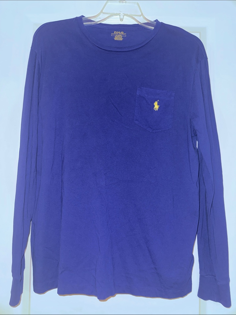 Polo by Ralph Lauren Long-Sleeve Pocket Tee — Royal Blue with Yellow Pony (1052)